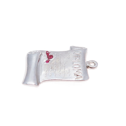 DANECRAFT 925 Sterling Silver Vintage Enamel Diploma Minimalist Charm Pendant