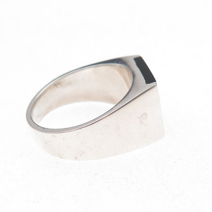 925 Sterling Silver Vintage Real Black Onyx Modernist Ring Size 8.75