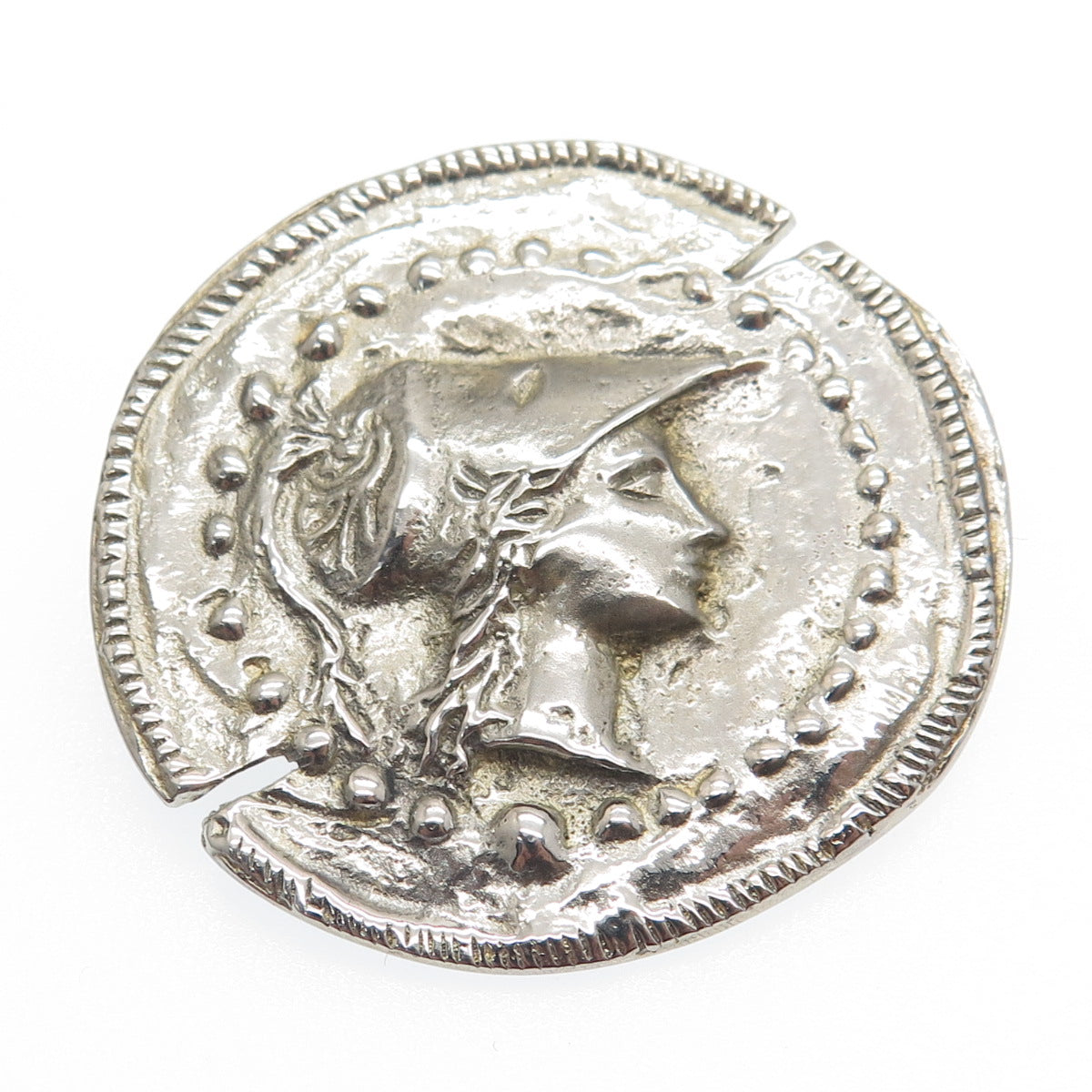 800 Silver Vintage Athena Greek Goddess Pin Pendant