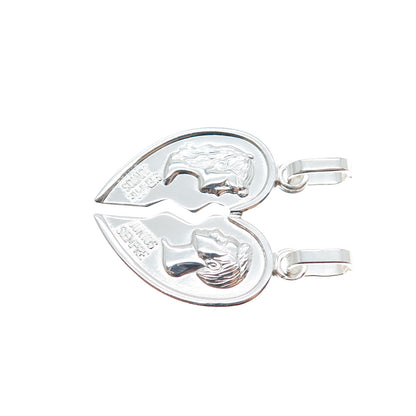 925 Sterling Silver Italy Always Together Broken Heart Charm Pendant