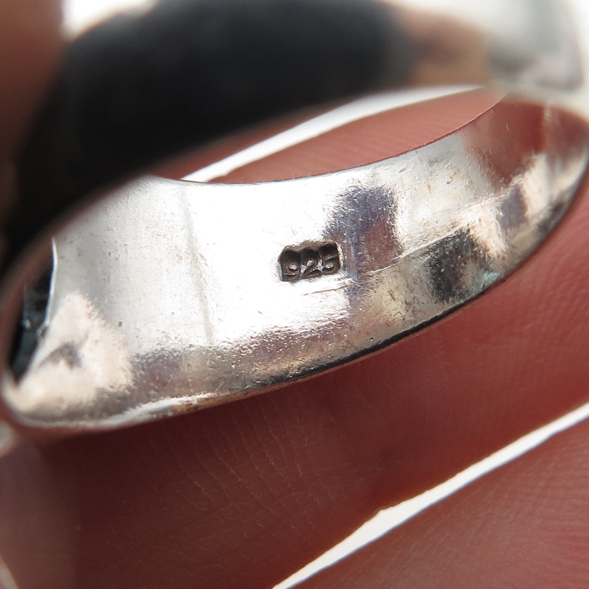 925 Sterling Silver Vintage Pear-Cut Blue C Z Teardrop Oxidized Ring Size 7