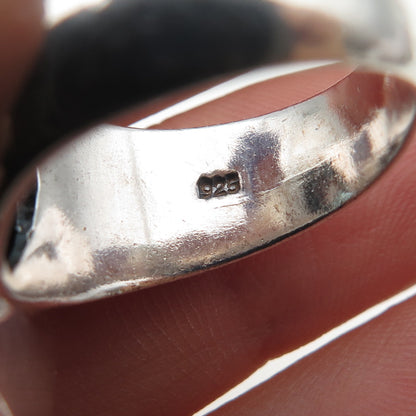 925 Sterling Silver Vintage Pear-Cut Blue C Z Teardrop Oxidized Ring Size 7