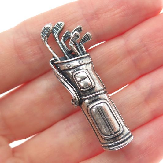 BEAU 925 Sterling Silver Vintage Golf Club Oxidized Pin Brooch