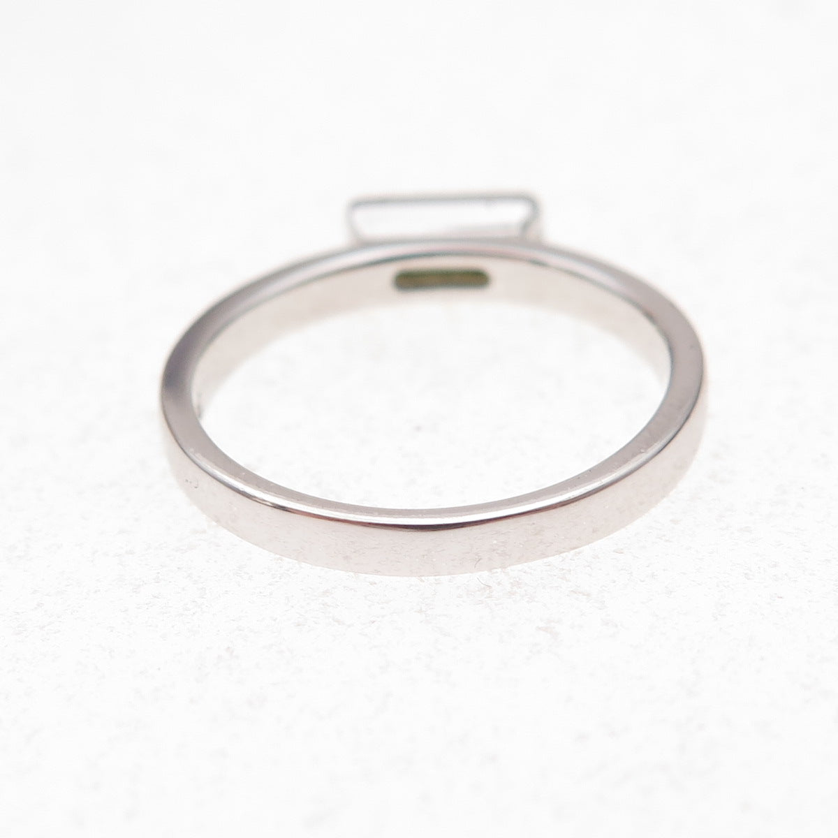 925 Sterling Silver Vintage Baguette-Cut Green C Z Ring Size 5.75