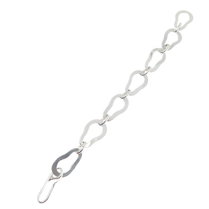 SARA B. 925 Sterling Silver Vintage Modernist Bean Link Bracelet 7.25"