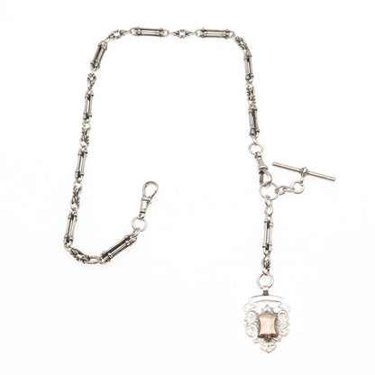H. Brockwell C.E. Adams 925 Sterling Gold Antique 1904-09 Pocket Watch Fob Chain