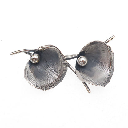 Beau 925 Sterling Silver Vintage Calla Lily Oxidized Pin Brooch