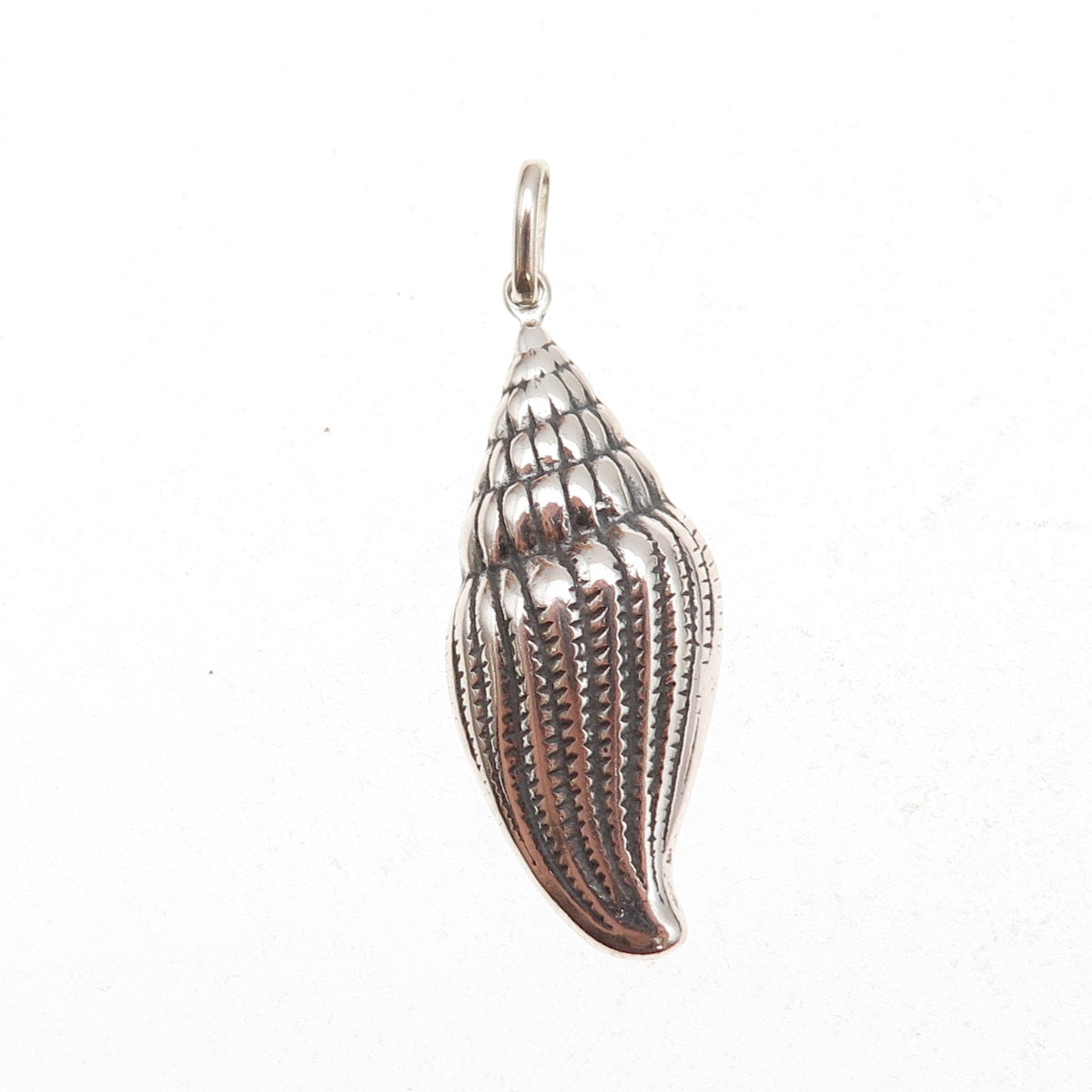 925 Sterling Silver Vintage Seashell Oxidized Charm Pendant