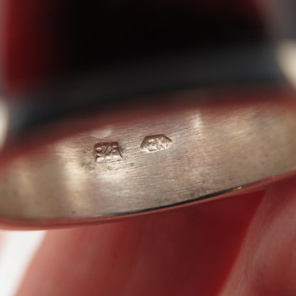 Zac Karen 925 Sterling Silver Vintage Real Amber Modernist Band Ring Size 8.25