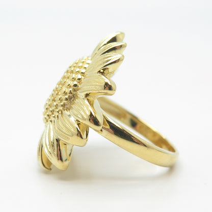 925 Sterling Silver Gold Plated Sunflower Ring Size 7