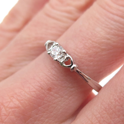 925 Sterling Silver Round-Cut C Z Heart Engagement Ring Size 8