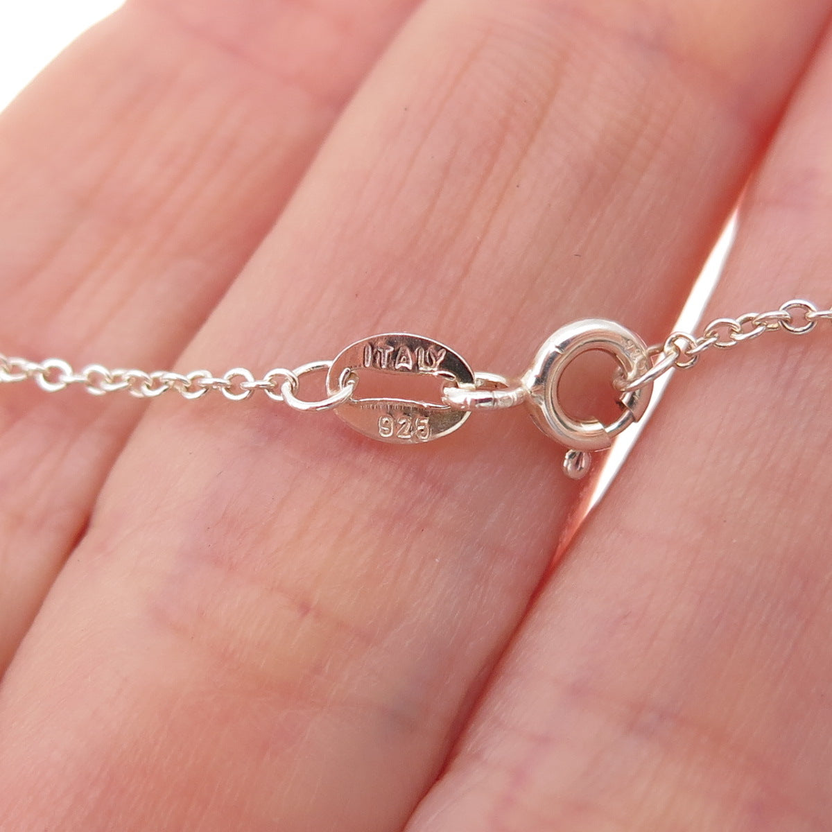 925 Sterling Silver Real Round-Cut Diamond Teardrop Cable Chain Necklace 18"