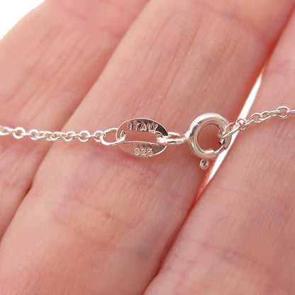 925 Sterling Silver Real Round-Cut Diamond Teardrop Cable Chain Necklace 18"