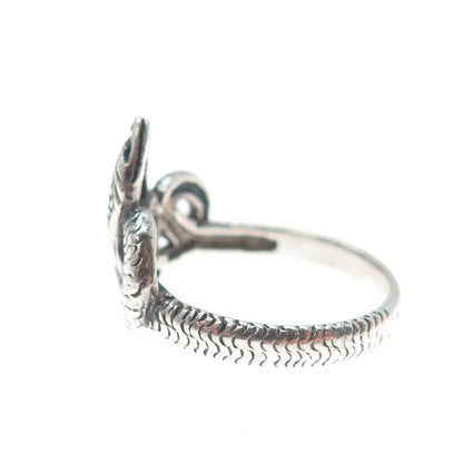 925 Sterling Silver Vintage Snake Oxidized Ring Size 6.25