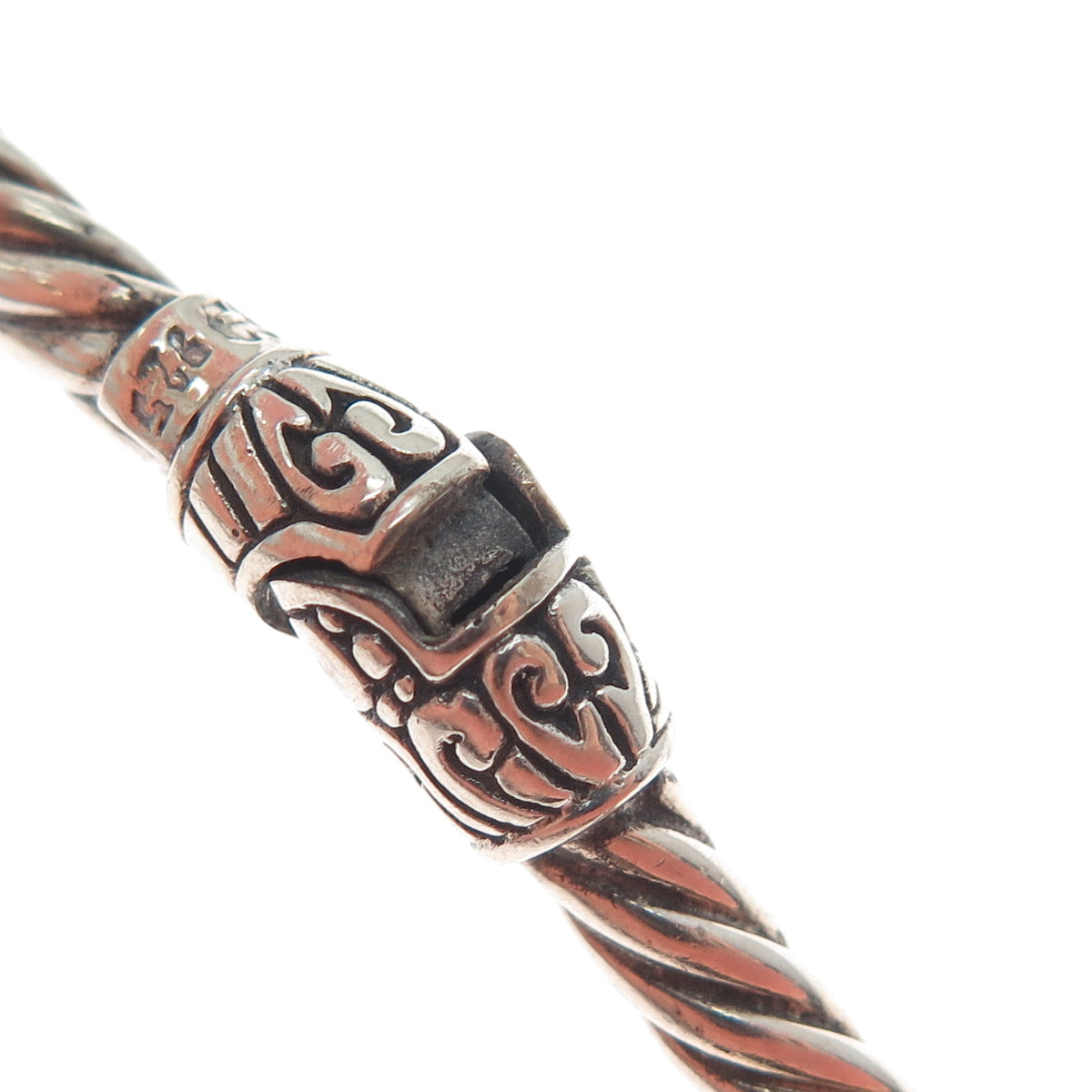 925 Sterling Silver Vintage Real Pearl Floral Oxidized Cuff Bracelet 6.25"