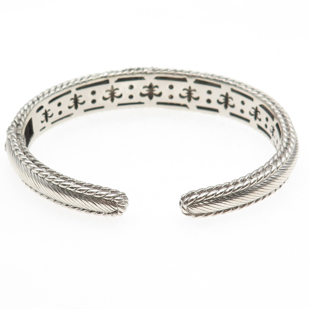 Judith Ripka 925 Sterling Silver Real Round-Cut Cognac Topaz Cuff Bracelet 7"