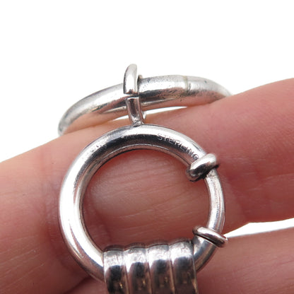925 Sterling Silver Antique Art Deco Circle Link Oxidized Bracelet 7"