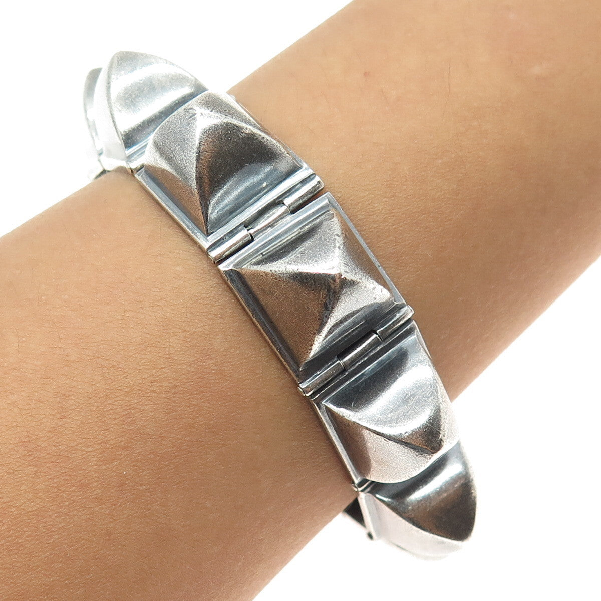 PAT AREIAS 925 Sterling Silver Vintage Modernist Solid 86.0g Bracelet 7.5"