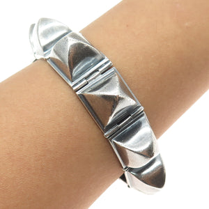 PAT AREIAS 925 Sterling Silver Vintage Modernist Solid 86.0g Bracelet 7.5"