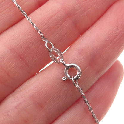 Sun 925 Sterling Silver Italy Real Diamond Accent Love Cable Chain Necklace 18"