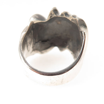 925 Sterling Silver Vintage Mexico Modernist Dome Oxidized Ring Size 8