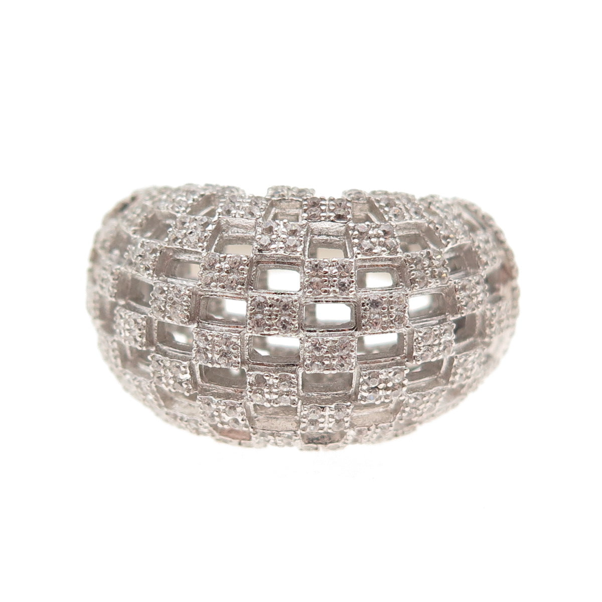 925 Sterling Silver Round-Cut C Z Dome Ring Size 7.5