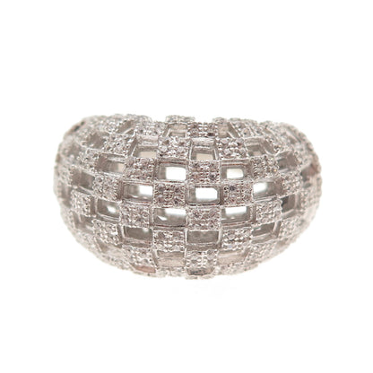 925 Sterling Silver Round-Cut C Z Dome Ring Size 7.5
