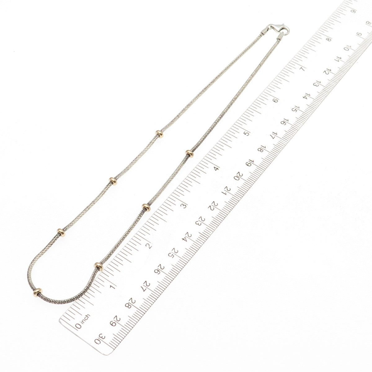 Milor Sterling Silver 14K Gold Vintage Italy Station Snake Chain Necklace 16"