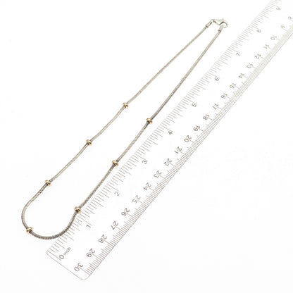 Milor Sterling Silver 14K Gold Vintage Italy Station Snake Chain Necklace 16"