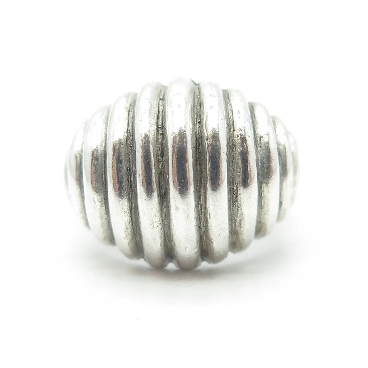 925 Sterling Silver Vintage Modernist Ribbed Dome Ring Size 5