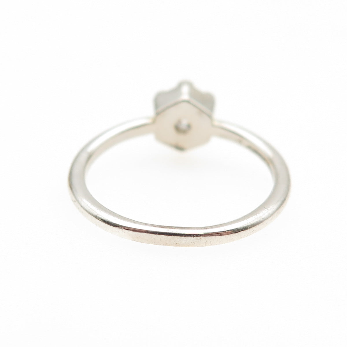 925 Sterling Silver Vintage Round-Cut C Z Engagement Ring Size 6.75