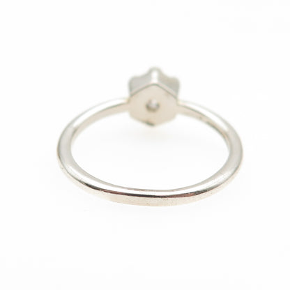 925 Sterling Silver Vintage Round-Cut C Z Engagement Ring Size 6.75