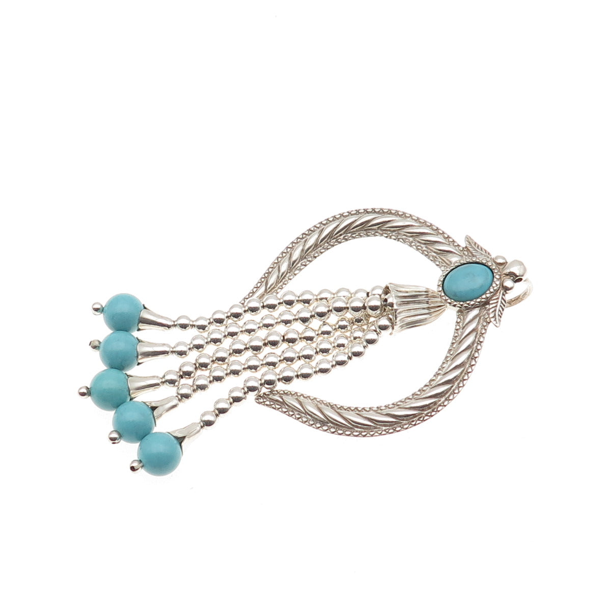 Carolyn Pollack Old Pawn Sterling Vintage Turquoise Naja Overlay Tassel Pendant