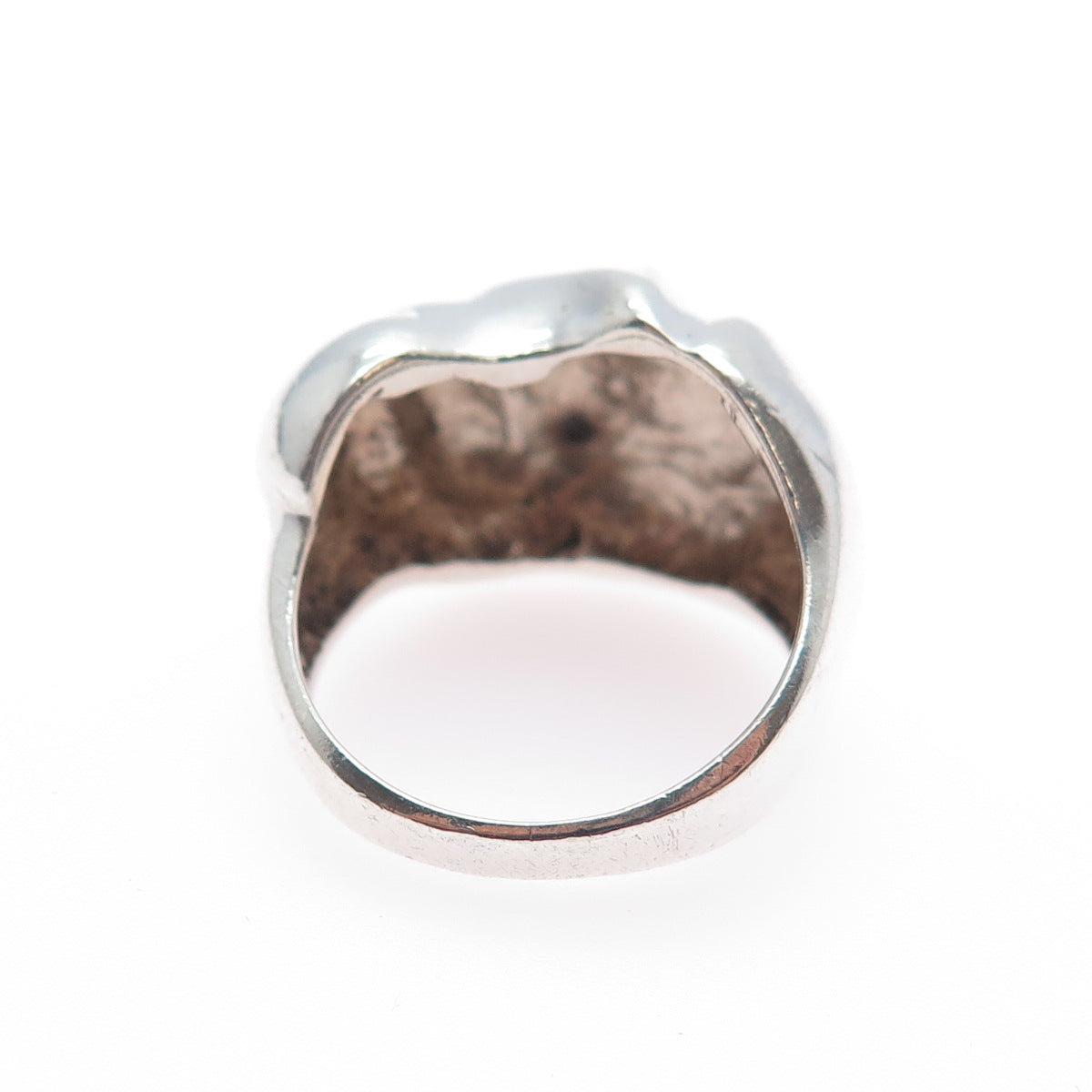 925 Sterling Silver Vintage Modernist Flame Dome Ring Size 7