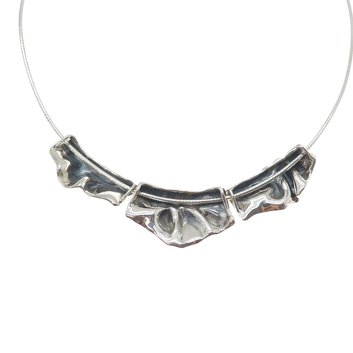 HAGIT GORALI 925 Sterling Silver Vintage Israel Modernist Chain Necklace 16-18"