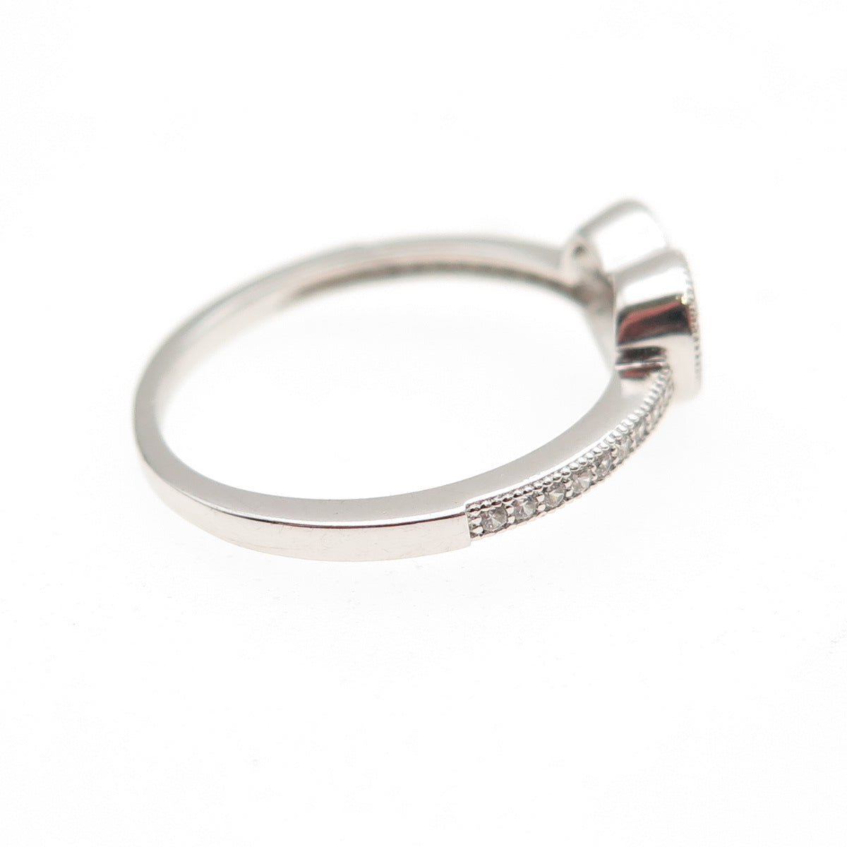 925 Sterling Silver Round-Cut C Z Heart Ring Size 7