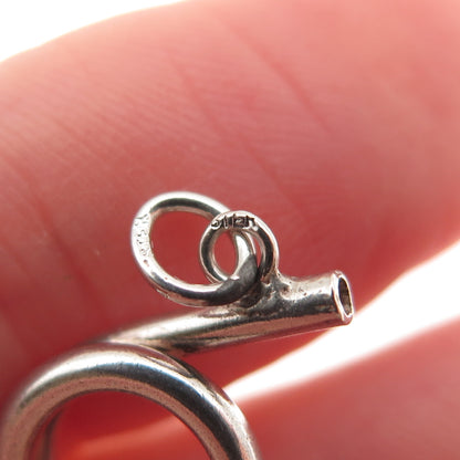 925 Sterling Silver Vintage Musical Horn Mini Charm Pendant