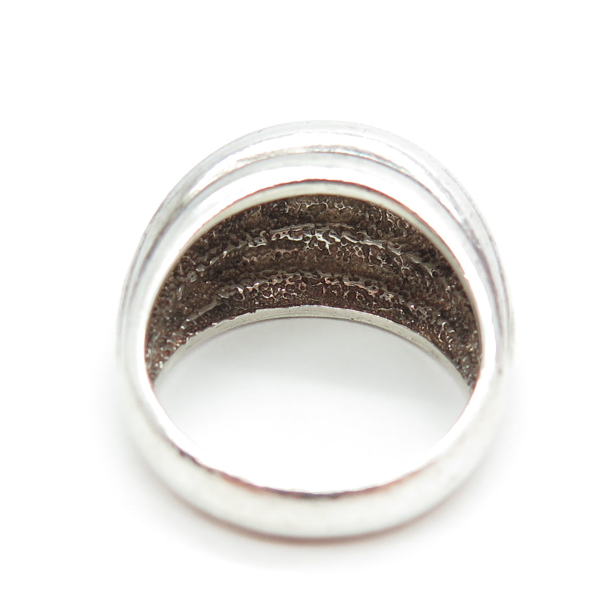 925 Sterling Silver Vintage PPK Modernist Ribbed Dome Ring Size 8.25