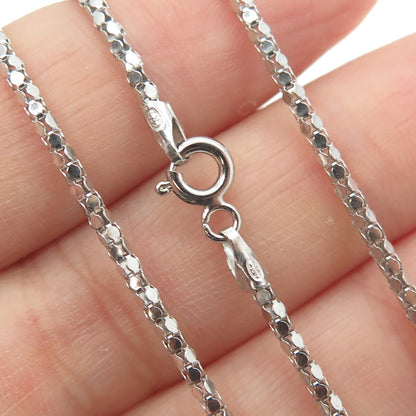 925 Sterling Silver Pave C Z Cross Pendant Popcorn Chain Necklace 16"