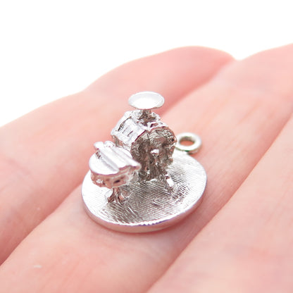 925 Sterling Silver Vintage Drum Minimalist 3D Charm Pendant