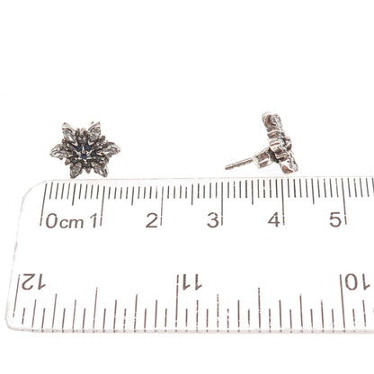 Pandora 925 Sterling Silver White & Blue C Z Sparkling Snowflake Stud Earrings