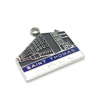 925 Sterling Silver Vintage Kinney Enamel "Saint Thomas Hall" Charm Pendant