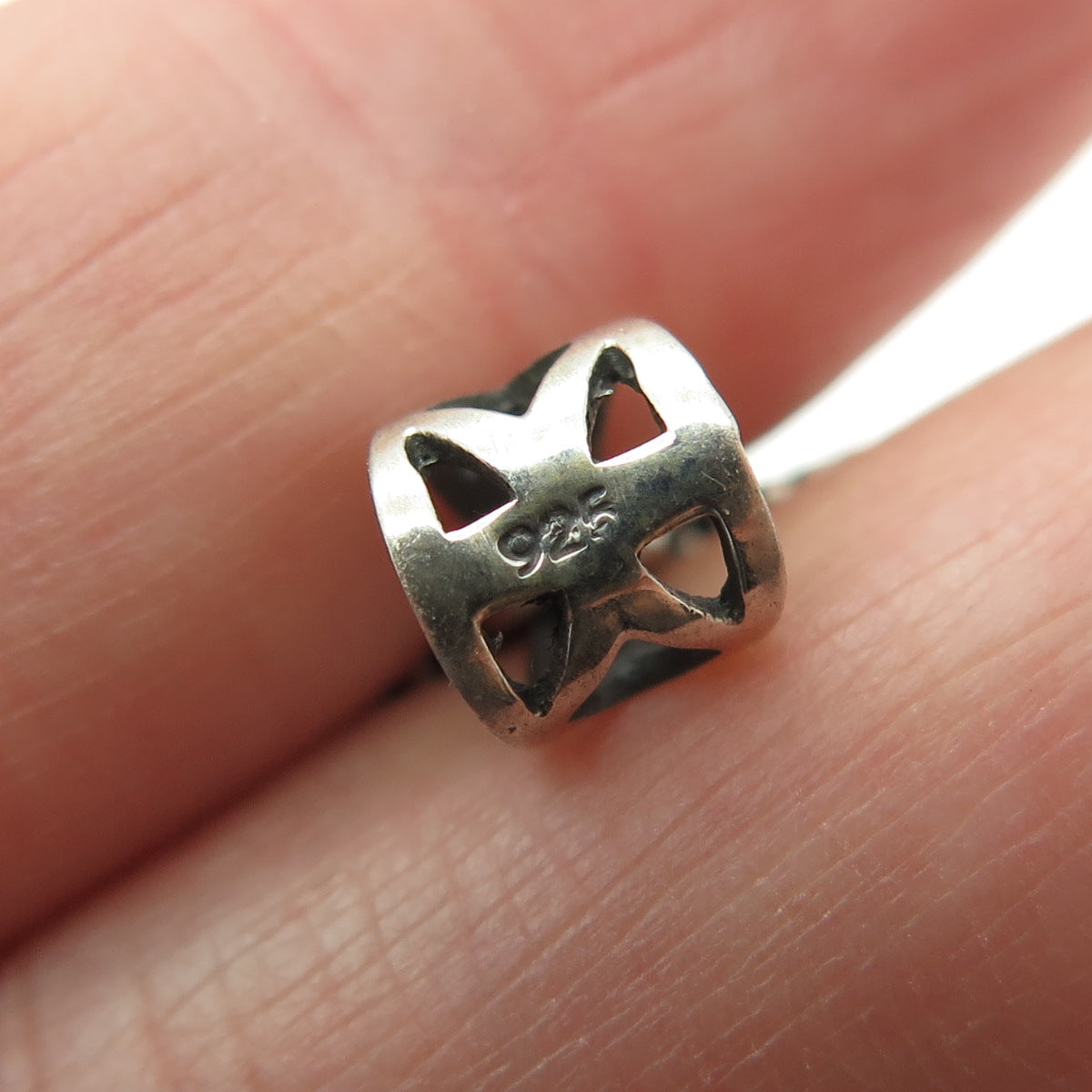 925 Sterling Silver Vintage Real Smoky Quartz Granulated Floral Oxidized Pendant