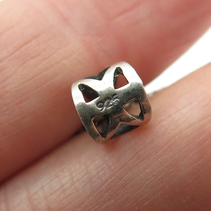 925 Sterling Silver Vintage Real Smoky Quartz Granulated Floral Oxidized Pendant