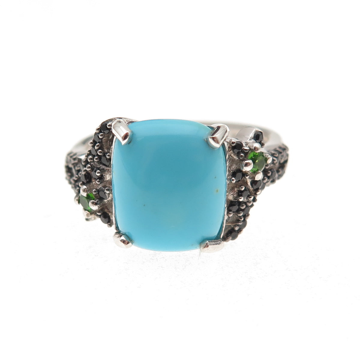 Chuck Clemency 925 Sterling Silver Real Turquoise Spinel & Peridot Ring Size 8