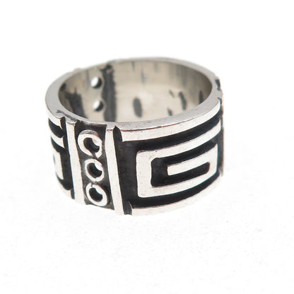 925 Sterling Silver Vintage Mexico Spiral Oxidized Band Ring Size 7.25