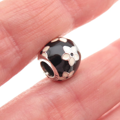 PANDORA 925 Sterling Silver Enamel Mystic Flower Slide Bead Charm
