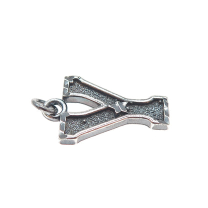 925 Sterling Silver Vintage Letter Y Initial Star of David Oxidized Mini Pendant