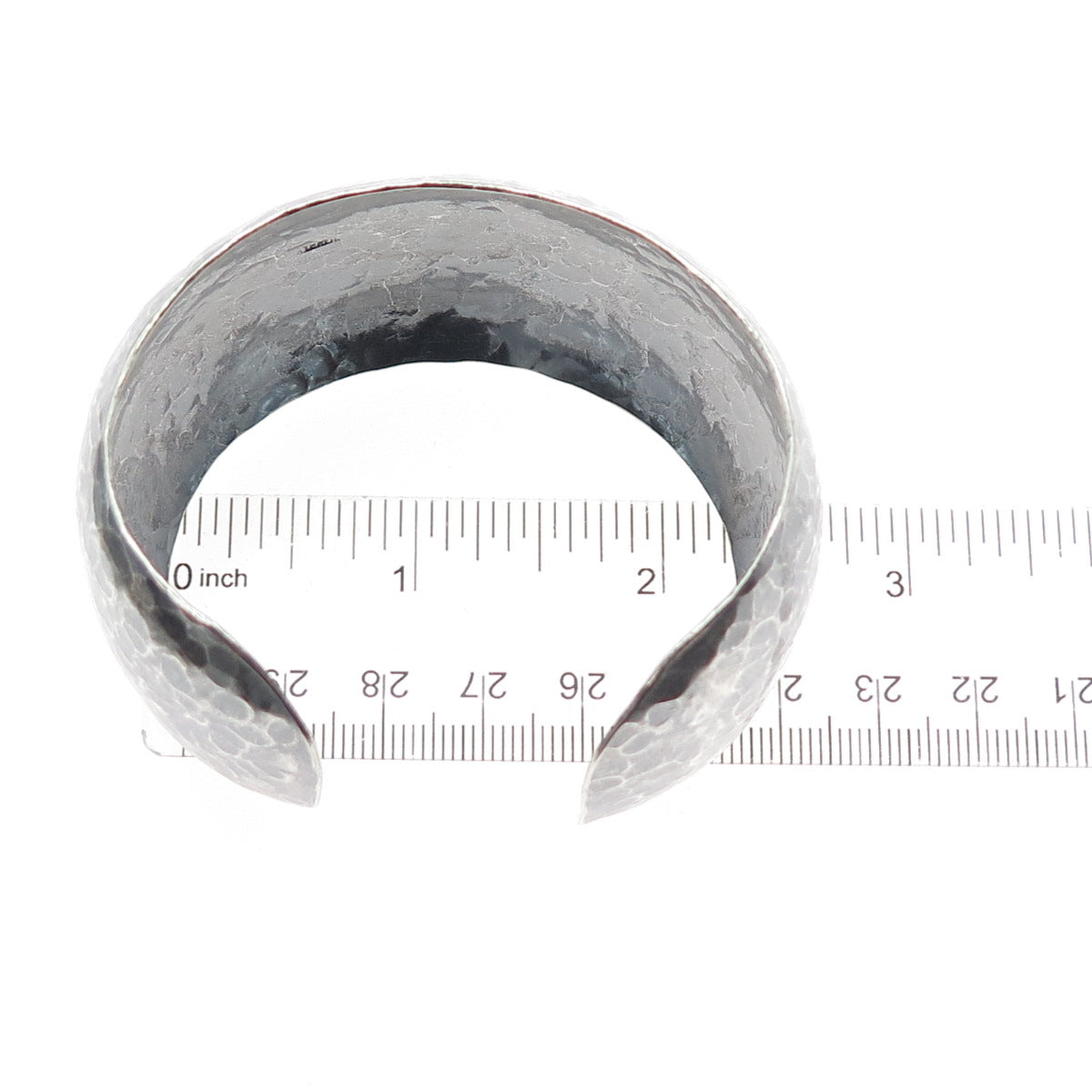 925 Sterling Vintage Hammered Heavy 50.7g Oxidized Adjustable Wide Bracelet 6.5"