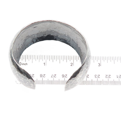 925 Sterling Vintage Hammered Heavy 50.7g Oxidized Adjustable Wide Bracelet 6.5"